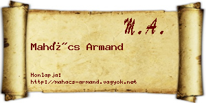 Mahács Armand névjegykártya